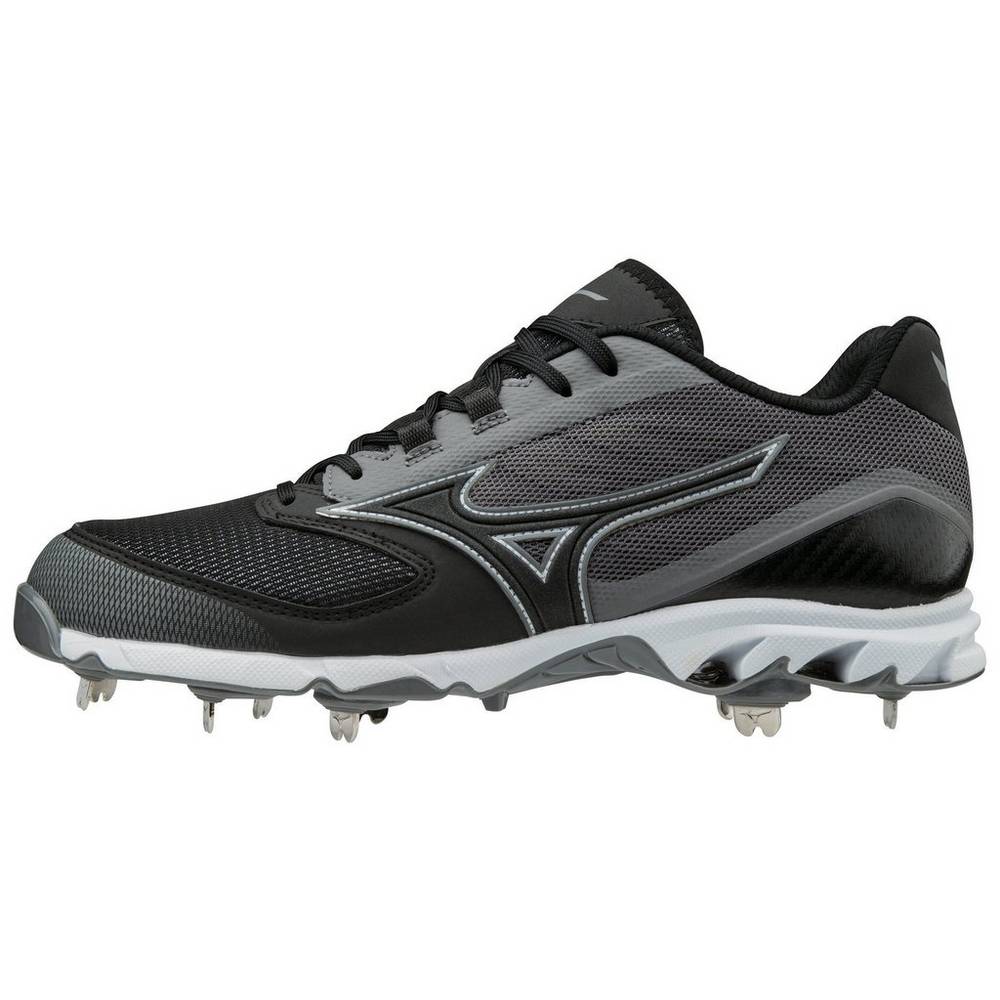 Mizuno Men's 9-Spike Dominant 2 Low Metal Baseball Cleats Grey/Black (320561-YIE)